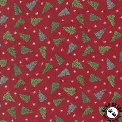 Moda Winter Friends Tossed Trees Berry Red