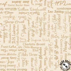 Qt Fabrics Bookworm Famous Authors Cream