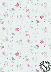 Lewis and Irene Fabrics Pressed Flowers Floral Affections Pale Teal Lewis and Irene Fabrics Pressed Flowers Floral Affections Pale Teal