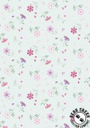 Lewis and Irene Fabrics Pressed Flowers Floral Affections Pale Teal