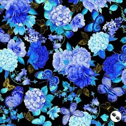 Timeless Treasures Escapade Butterfly Floral Black