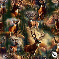 Blank Quilting Wilderness Song White Tail Bucks Brown