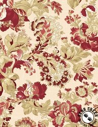 Wilmington Prints Crimson Majesty 108 Inch Wide Backing Fabric Large Floral Cream