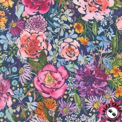 Moda Soulstice 108 Inch Wide Backing Fabric Midsummer Bloom Navy