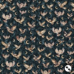 QT Fabrics Night Owls Flying Owls Teal QT Fabrics Night Owls Flying Owls Teal