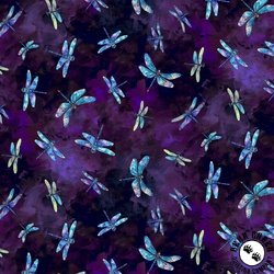 Timeless Treasures Dragonfly Mist Flying Dragonflies Purple