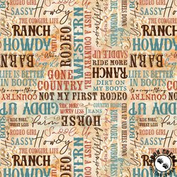 Benartex Gone Country Words Multi