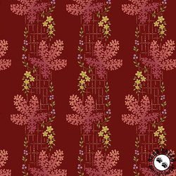 Andover Fabrics Dahlia Tree Moss Crimson