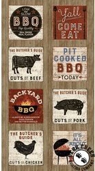 Clothworks Backyard BBQ Block Panel Brown