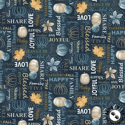 Blank Quilting Autumn Vibes Words Navy