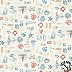 Andover Fabrics High Tide Maritime Cream Andover Fabrics High Tide Maritime Cream
