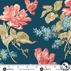 Andover Fabrics Lighthouse Front Porch Bouquet Navy