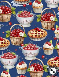 Wilmington Prints Sweet Cherry Treats All Over Navy Wilmington Prints Sweet Cherry Treats All Over Navy