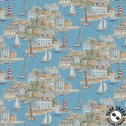 Andover Fabrics High Tide Harbour View Mid Blue