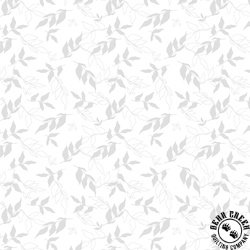 Blank Quilting Morning Mist IX White on White Leaves Blank Quilting Morning Mist IX White on White Leaves