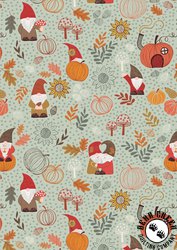 Lewis and Irene Fabrics Snuggle-up Season Flannel Autumn Gnomes on Light Sage