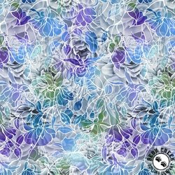 P&B Textiles Petal Play 108 Inch Wide Backing Fabric Graphic Floral Silver/Multi