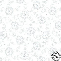 Henry Glass Quilter's Flour V Lacy Floral White on White