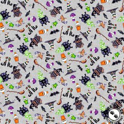 Blank Quilting Spooky Aura Magical Cauldrons Gray