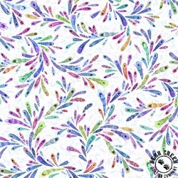 P&B Textiles Peacock Serenade Flowing Feathers White P&B Textiles Peacock Serenade Flowing Feathers White