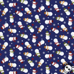 Studio E Fabrics A Day in the Woods Tossed Snowmen Deep Blue