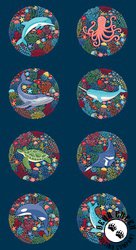 Andover Fabrics Deep Blue Sea Panel Blue Andover Fabrics Deep Blue Sea Panel Blue