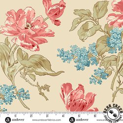 Andover Fabrics Lighthouse 108 Inch Wide Backing Fabric Front Porch Bouquet Wide Sand