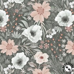 Blank Quilting Petals and Pewter Large Flowers Gray