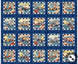 QT Fabrics Turbo Tykes Animals in Racecars Picture Panel Navy QT Fabrics Turbo Tykes Animals in Racecars Picture Panel Navy