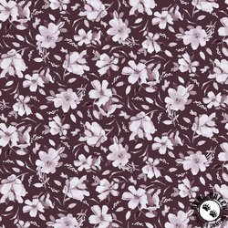 P&B Textiles Meadow At Dusk Flower Toss Dark Burgundy