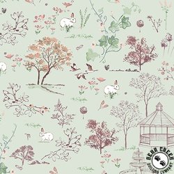 Benartex Sweet Meadow Gazebo Garden Sage Benartex Sweet Meadow Gazebo Garden Sage
