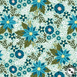 Benartex Snow Fall Frost Flowers Aqua