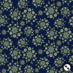 Henry Glass Love Struck Daisy Wreaths Navy