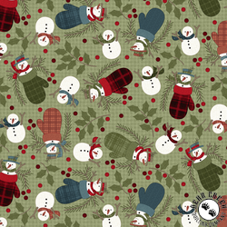 Maywood Studio Holly Jolly Flannel Snowmen Green Maywood Studio Holly Jolly Flannel Snowmen Green