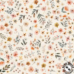 QT Fabrics HedgeHugs Floral Toss Cream
