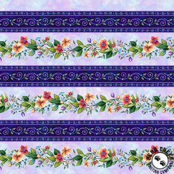 Henry Glass Down the Fairy Path Small Border Stripe Lilac/Royal