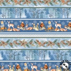 Benartex Woodland Wonderland Stripe Blue Benartex Woodland Wonderland Stripe Blue