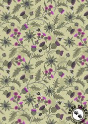 Lewis and Irene Fabrics Highlands Bee Thistle Soft Green