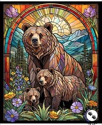 QT Fabrics Sunlit Bears Stained Glass Bear Panel Multi QT Fabrics Sunlit Bears Stained Glass Bear Panel Multi