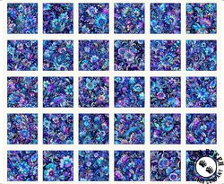 QT Fabrics Fantasia Floral Picture Blocks Blue