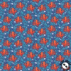 Andover Fabrics Deep Blue Sea Octopus Dark Blue Andover Fabrics Deep Blue Sea Octopus Dark Blue