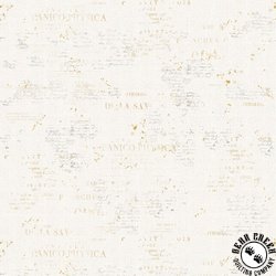 Clothworks Hummingbird Days Words Light Cream