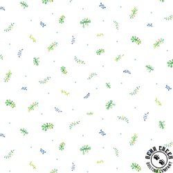 P&B Textiles Happy Ocean Life Tossed Seaweed White