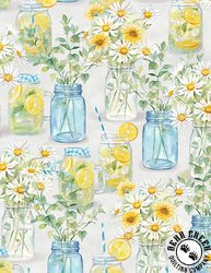 Wilmington Prints Zest for Life Mason Jars All Over Gray