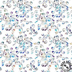 QT Fabrics Fantasia 108 Inch Wide Backing Fabric Floral Swirl White QT Fabrics Fantasia 108 Inch Wide Backing Fabric Floral Swirl White