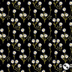 Benartex Delightful Daisies Field of Daisies Black