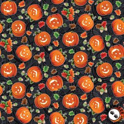 Blank Quilting Spooky Aura Pumpkins Black