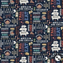 Clothworks Backyard BBQ Words Black Clothworks Backyard BBQ Words Black