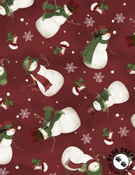 Wilmington Prints Woodland Snowmen Tossed Snowmen Red