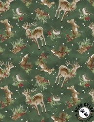 Wilmington Prints Woodland Snowmen Woodland Critter Toss Green Wilmington Prints Woodland Snowmen Woodland Critter Toss Green